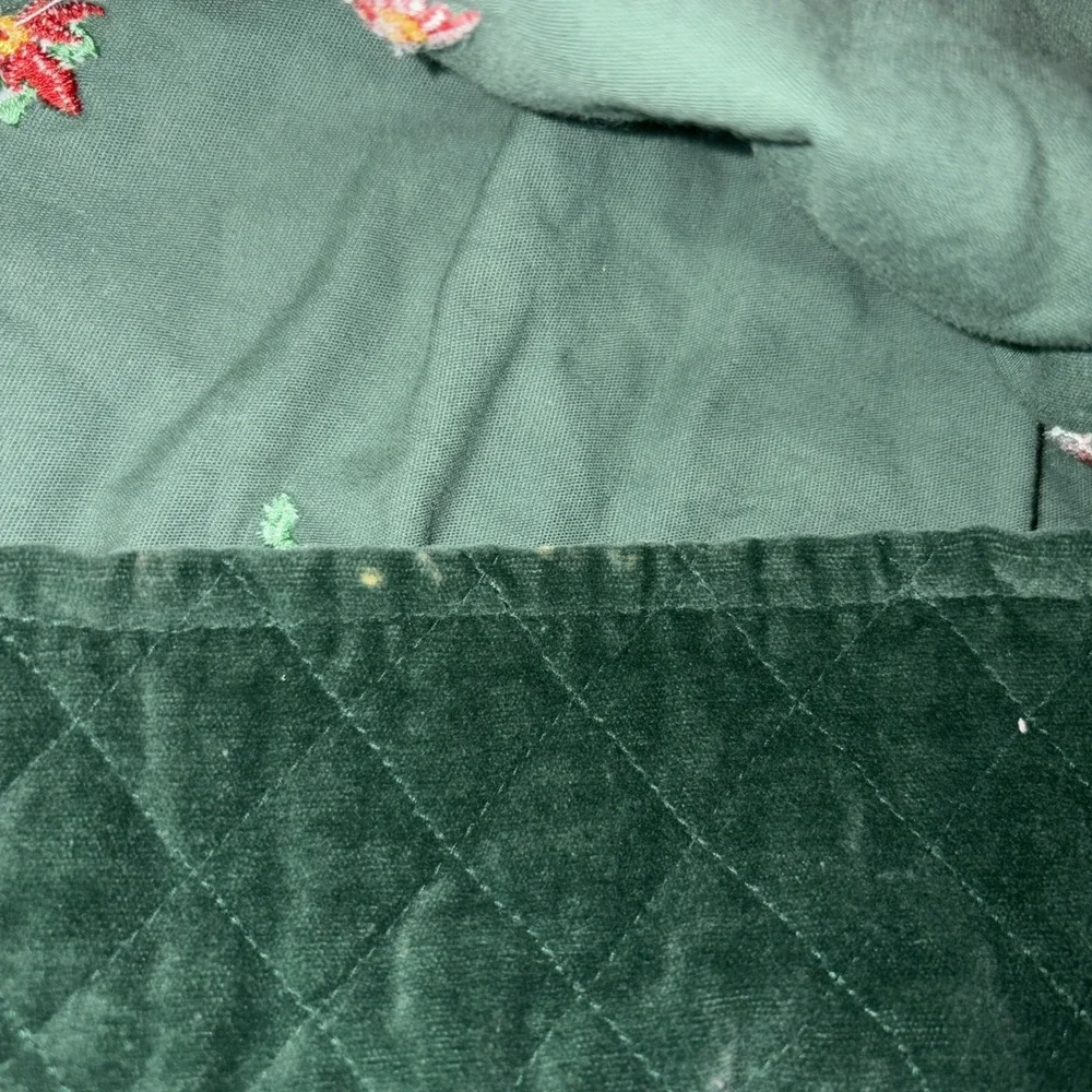 Vintage B.T Kids Velvet Green Dress W/ Christmas Embroidery Size 4T 100% Cotton
